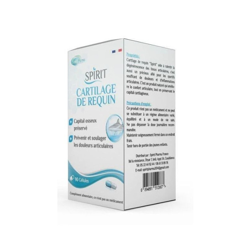 SPIRIT PHARMA – Cartilage De Requin Capital Osseux Préservé – 90 Gélules