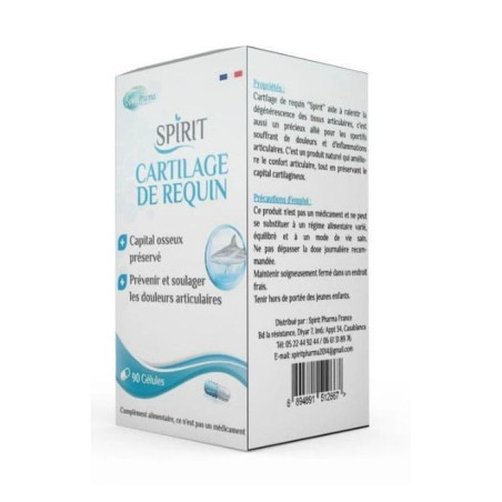 SPIRIT PHARMA – Cartilage De Requin Capital Osseux Préservé – 90 Gélules