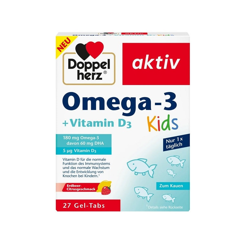 Oméga-3 + Vitamine D3, 27 Comprimés pour enfants, Doppelherz