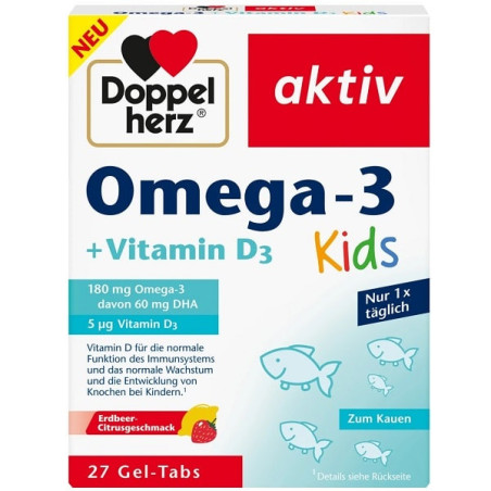 Oméga-3 + Vitamine D3, 27 Comprimés pour enfants, Doppelherz