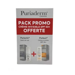 PURIADERM PURIACTIV SOIN DE NUIT 30ML + PURISUN ECRAN INVISIBLE SPF 50+ 50ML OFFERT PROMO