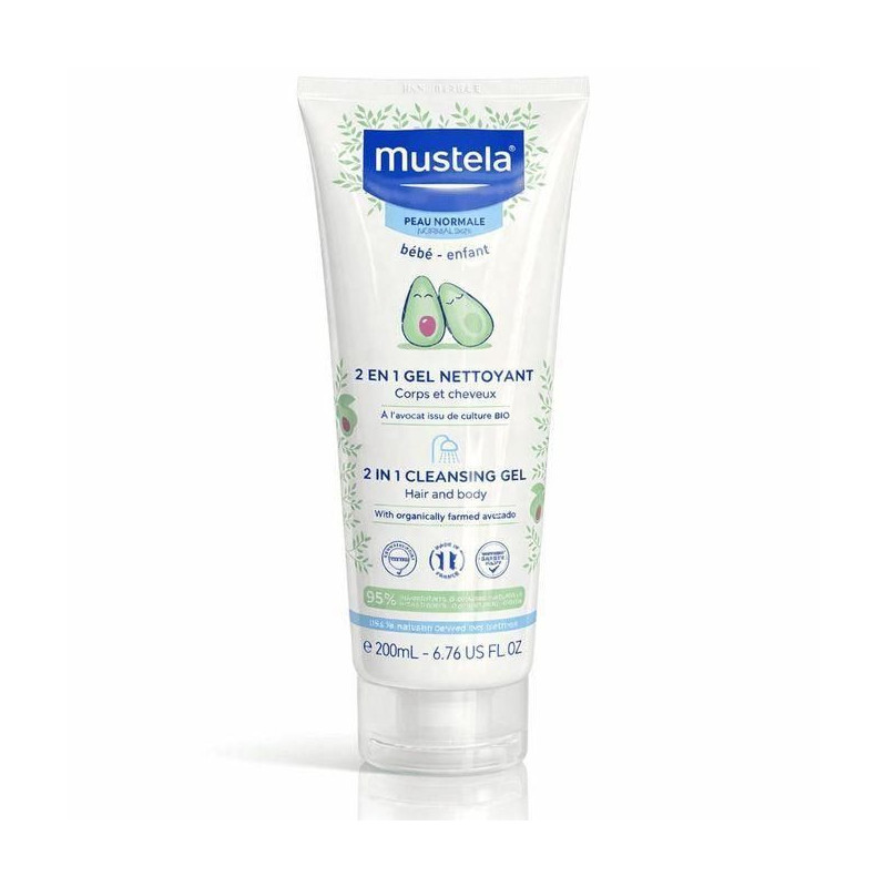 Mustela Gel Nettoyant 2 en 1 Bébé Enfant – Corps et Cheveux – 200 ml Original france