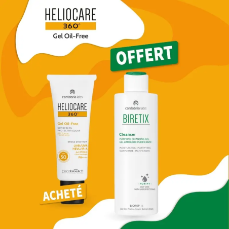 HELIOCARE OFFRE 360° gel Oil-free spf 50+ 50 ml + BIRETIX Cleanser 200ml OFFERT