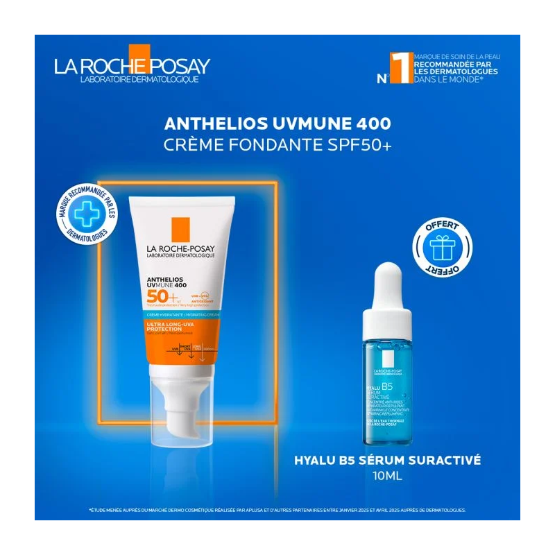 LA ROCHE POSAY OFFRE ANTHELIOS UVMUNE 400 CREME HYDRATANTE SPF 50+ INVISIBLE 50 ML + HYALU B5 SERUM 10ML OFFERT
