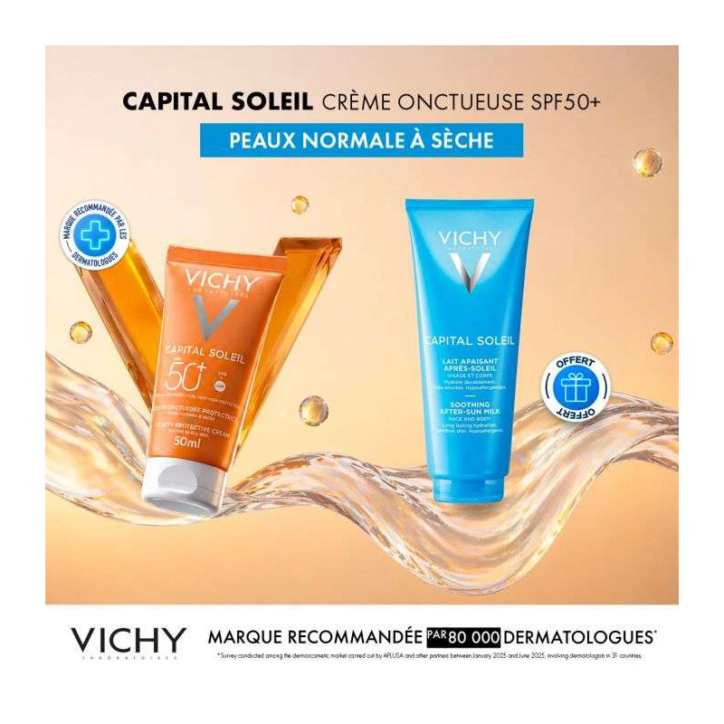 VICHY OFFRE CAPITAL SOLEIL CREME ONCTUEUSE PROTECTRICE PEAU NORMALE A SECHE SPF 50+ 50 ML + CAPITAL SOLEIL 100 ML
