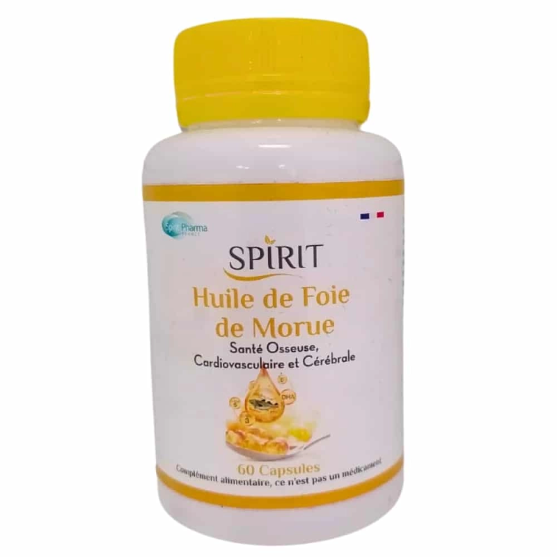 SPIRIT PHARMA – Huile De Foie De Morue Santé Osseuse – 60 Capsules